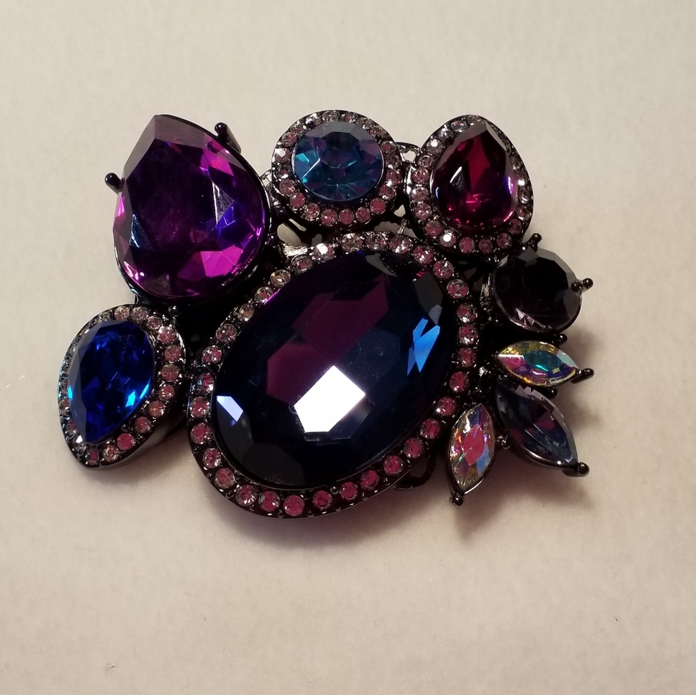 Multi-color Rhinestone Hair Brooch - Picture 4 of 5